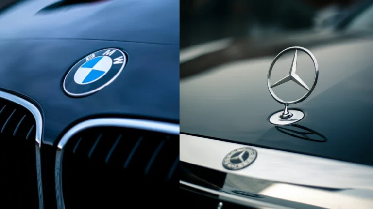 Mercedes and BMW logos side by side symbolizing collaboration