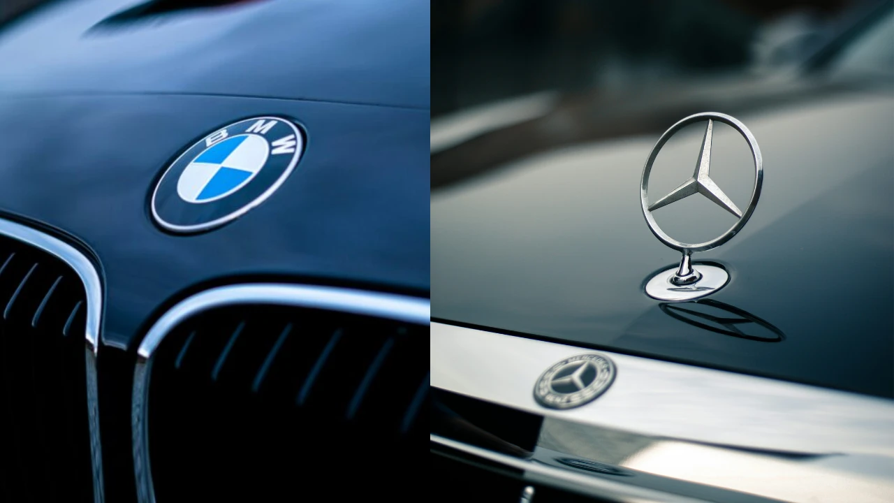 Mercedes and BMW logos side by side symbolizing collaboration