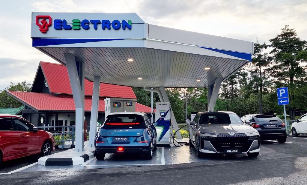 EV charging station at PLUS highway rest stop