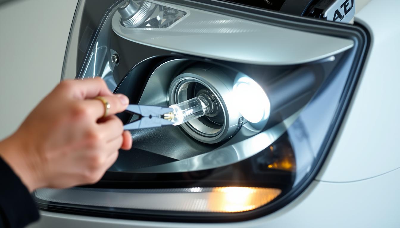 Replace car headlight bulb