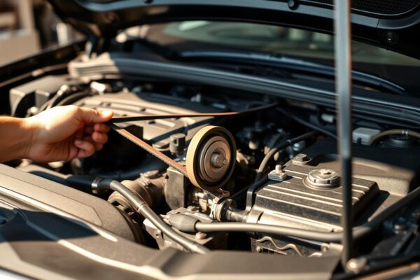 Car engine belt replacement